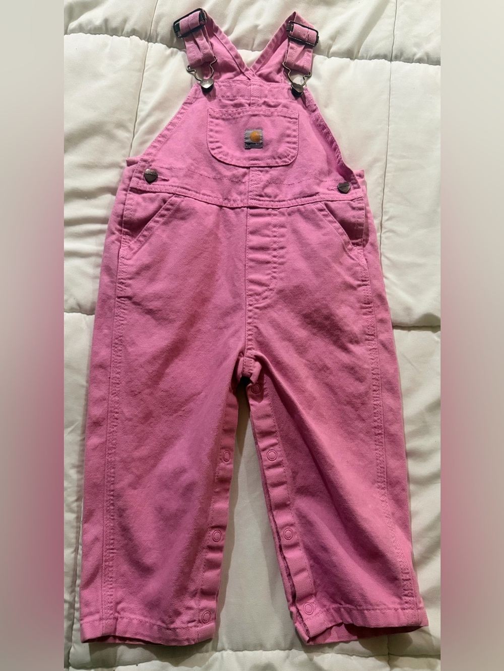 Carhartt Pink Girls Overalls with Logo Pocket
